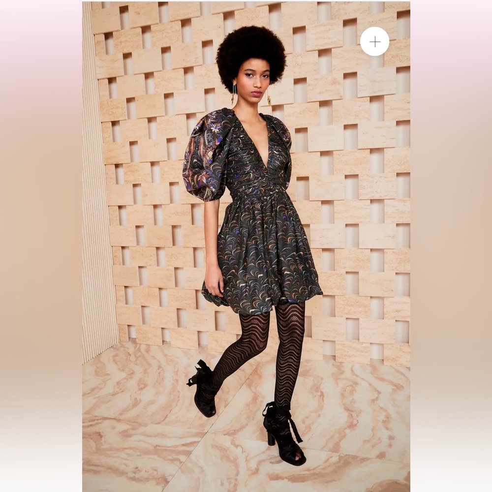 ULLA JOHNSON Gwen printed ruched taffeta mini dress - Picture 6 of 10